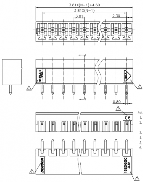 Клеммник 15EDGVC-3.81-12P-14-00A(H) DEGSON