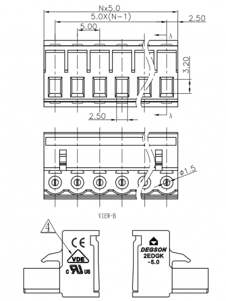 Клеммник 2EDGK-5.0-08P-14-00A(H) DEGSON