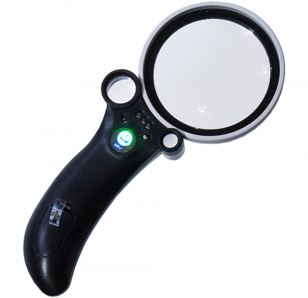 TH-600600BH, Лупа круглая с LED подсветкой, D=75мм, 2.5х/25х/55х, белый